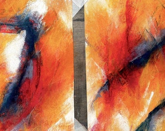 Abstract diptych - TWO pastel paintings