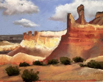 Vue sur Chimney Rock - Peinture au pastel