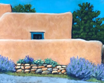 Canyon Road adobe - Pastel painting