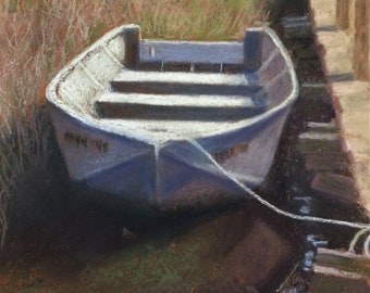 Boat at dock - Pastel painting