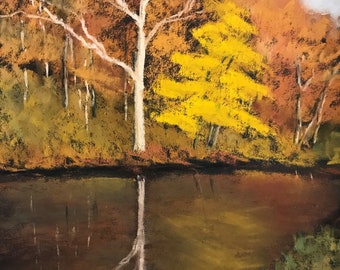 Autumn Lake - Pastel painting