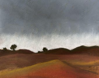 Tormenta sobre las colinas - Pintura al pastel