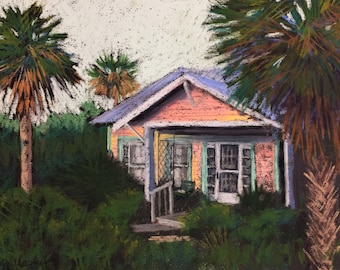 The Pink House - Pastel painting