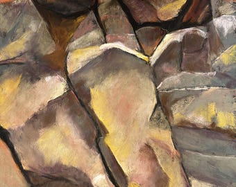 Rocas iluminadas por el sol 2 - Pintura al pastel