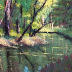 Winding stream - Pastel painting