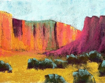 Abstracted canyon - Pastel painting