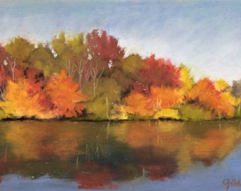Autumn at Wilde Lake - Pastel painting