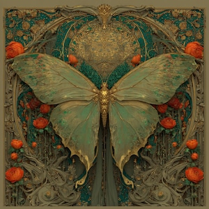 Collection de cliparts papillons Art Nouveau - Design vintage