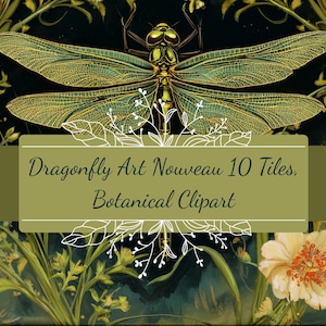 Unieke art-nouveaukunst libelle - vintage botanische keramische tegels