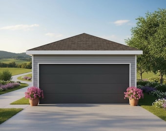 Modern Garage Plan 18x22 | 1 Car Detached Garage Blueprints PDF DWG Files Construction Plans Roof Truss Layout