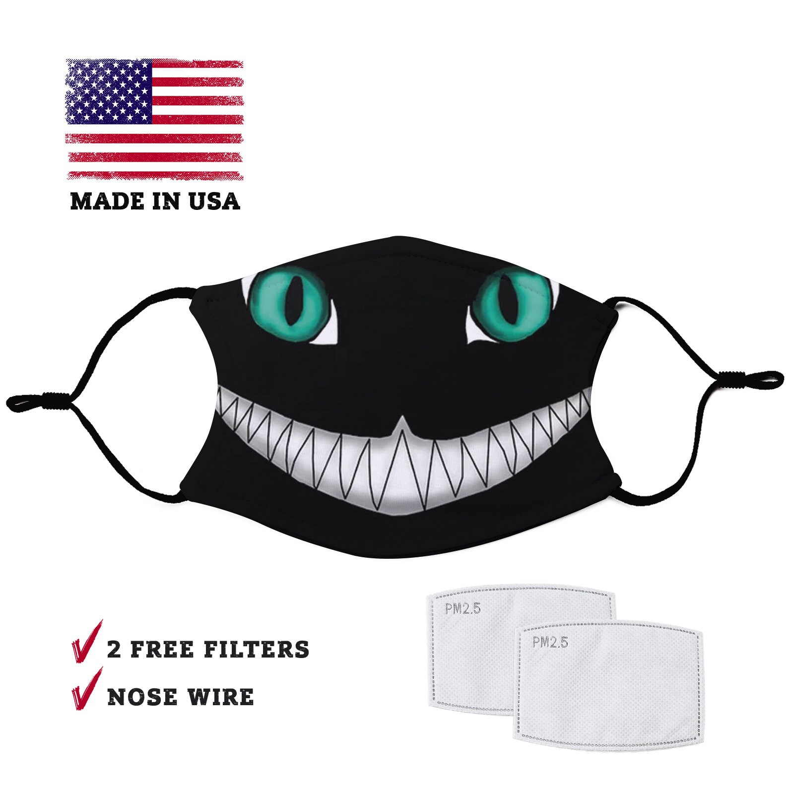 Cheshire cat smile face mask Adult face mask with filter Etsy