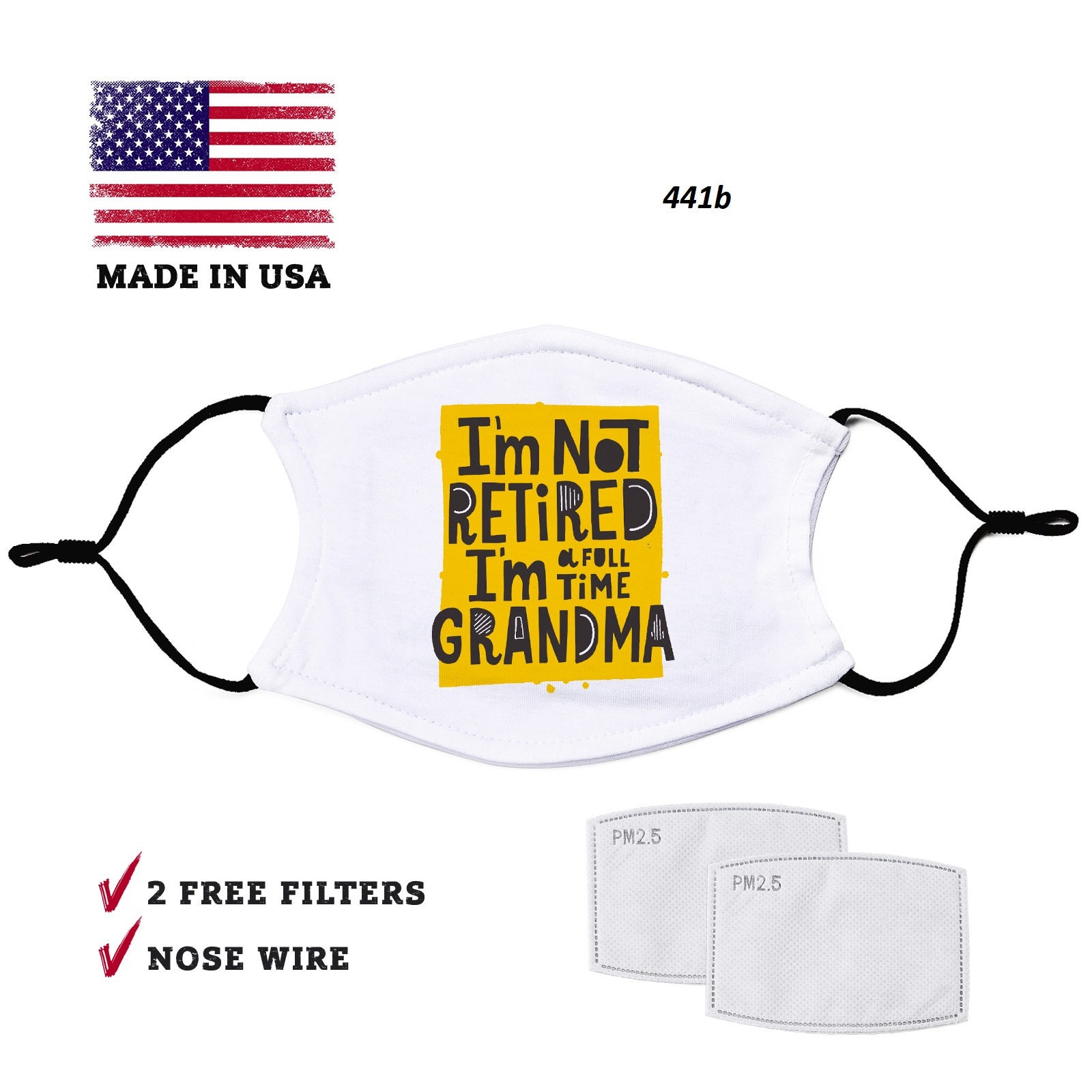 Retired Grandma Grandpa Mask Adult Face Mask Filter Pocket Etsy UK