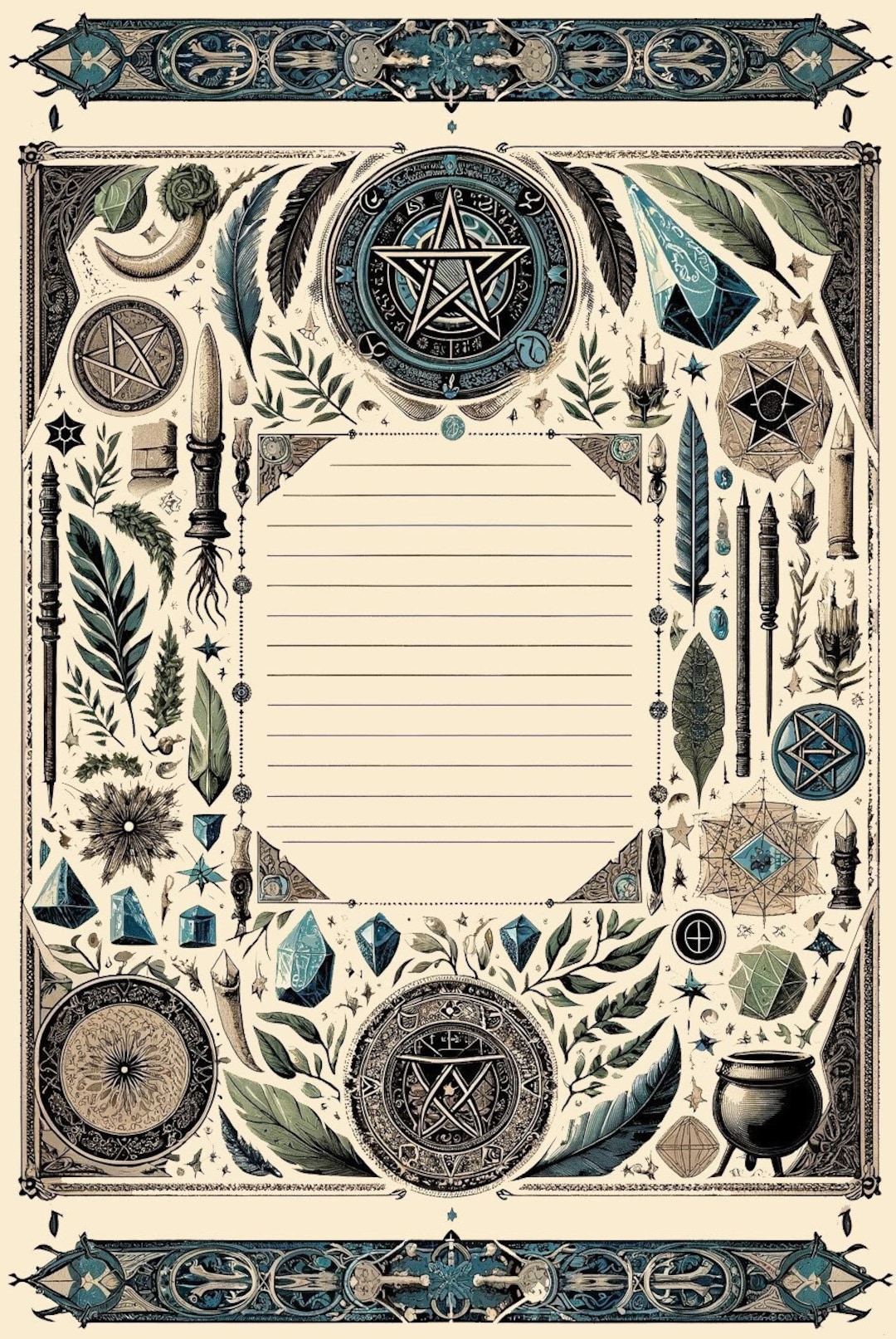 Antique Spell Book Stationery Set - Vintage-inspired Printable Pages - Etsy