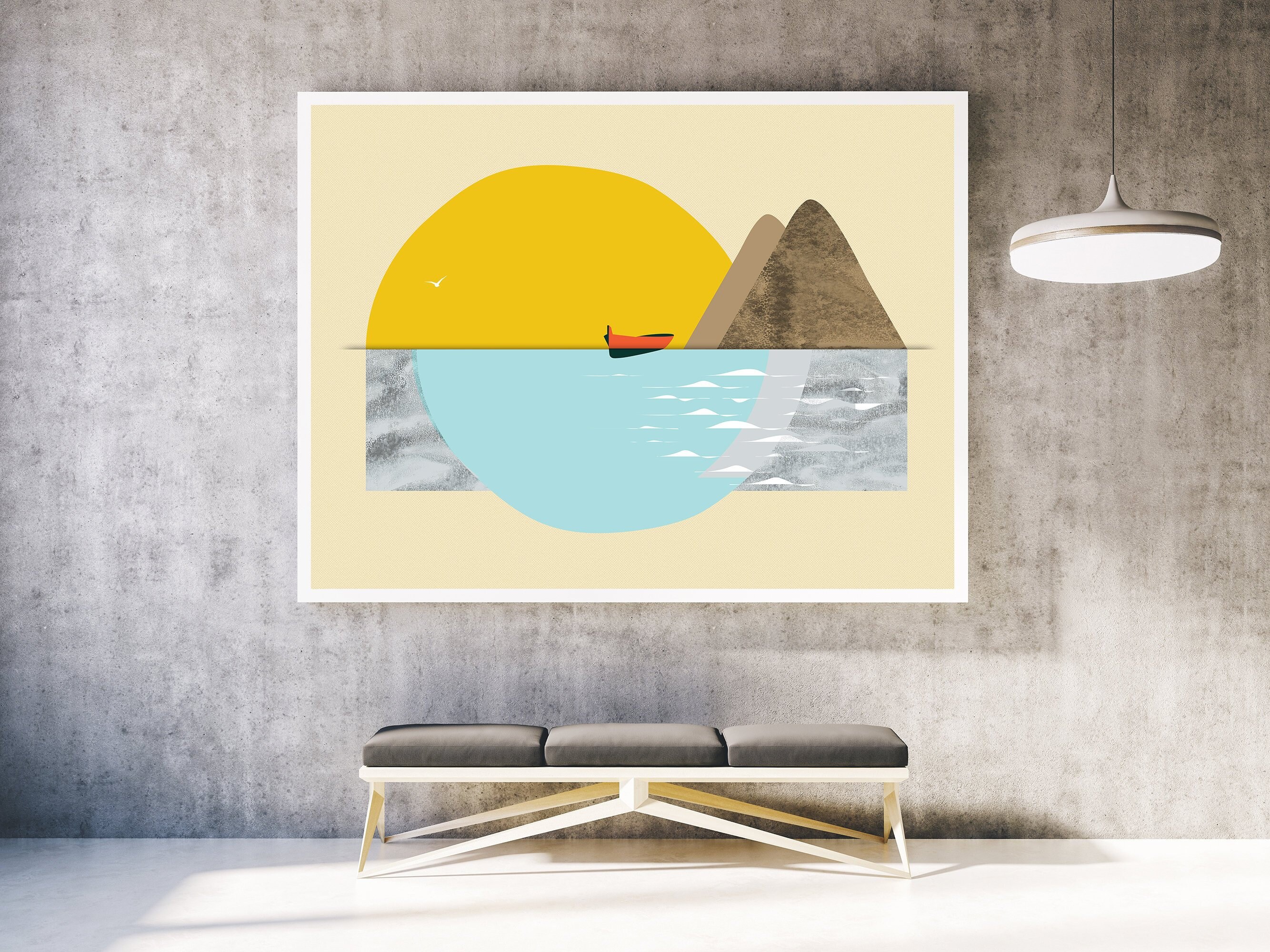 Nordic Ocean Minimalism Sunrise Sea Landscape Modern Art Etsy