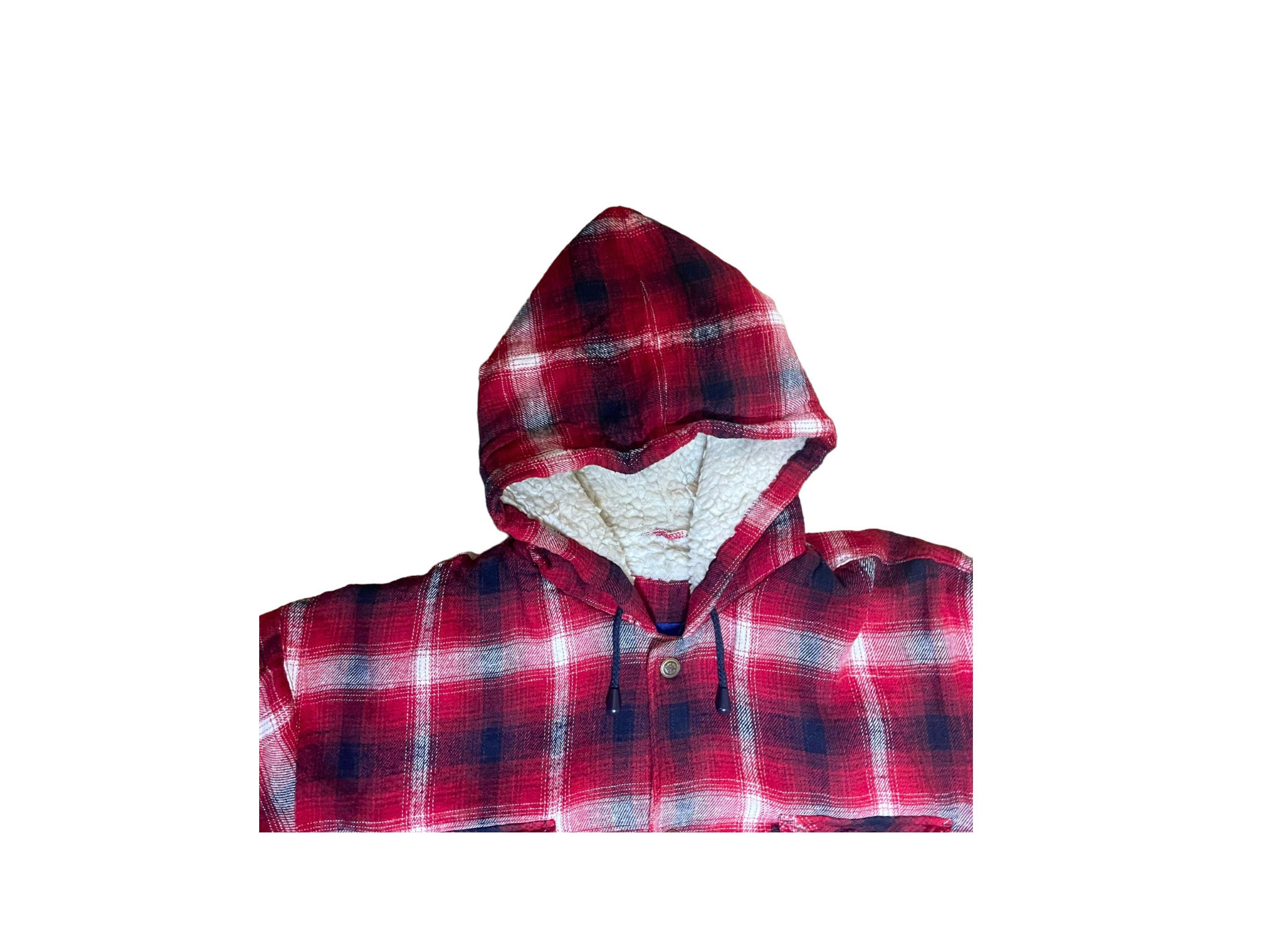 Red plaid hooded flannel jacket best sale