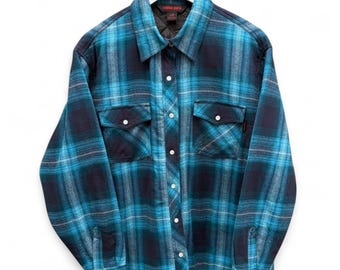 Chemise Homme Cabela's Legendary Camp - Plaid Bleu - Manches Courtes - Taille XL - Occasion Parfait état