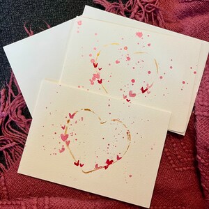 2 gouden hartkaarten met 2 enveloppen