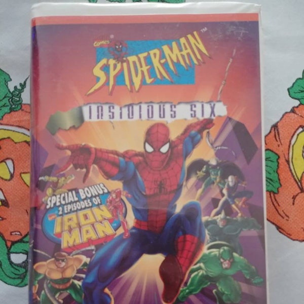 VERY RARE Insidious Six Spider-Man VHS tape Marvel Films Telegenic 1997 100 mins.