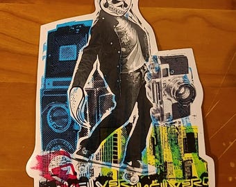 Pegatina retro de gran tamaño de Quicksilver de los años 90, rara, con cara de calavera para skateboarding