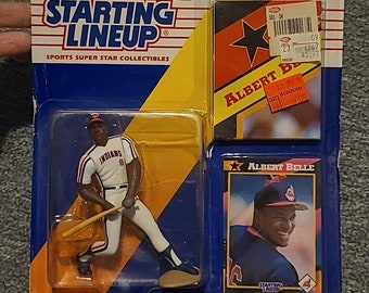 Figurine Albert Belle de départ de la MLB Baseball VTG Retro 1992 1992 avec poster