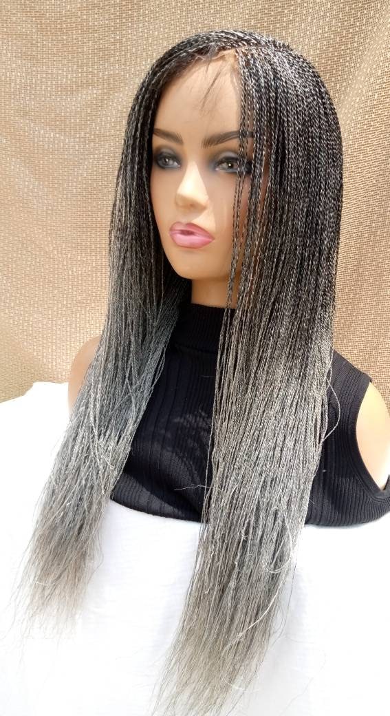 Salt and pepper micro braids360 lace frontalfree shipping ...
