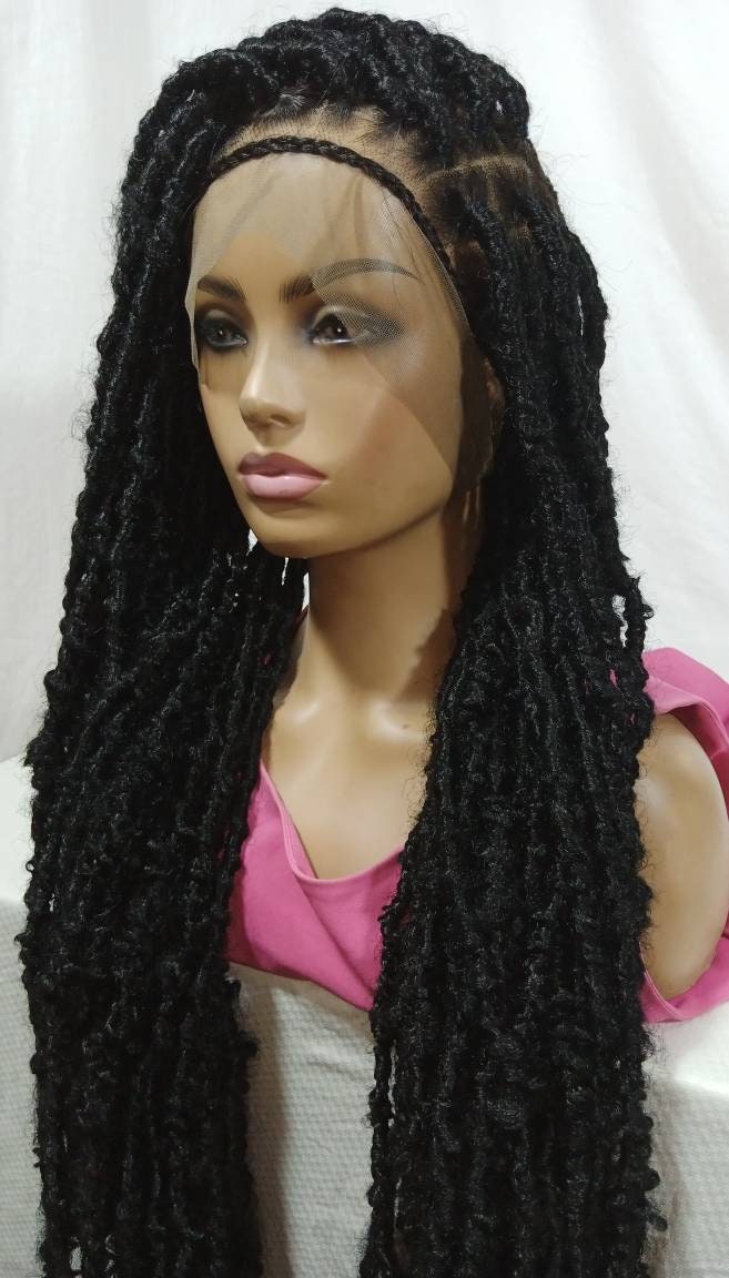 Braided wig frontal nappy locsmessy locsbohemain locs Etsy