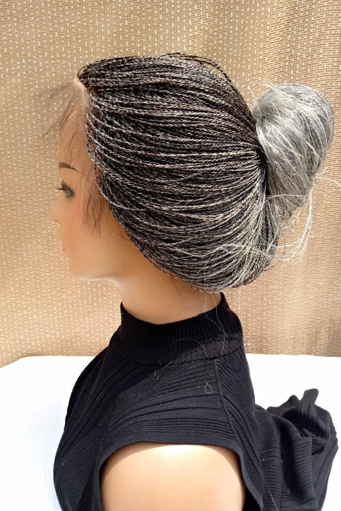 Salt and pepper micro braids360 lace frontalfree shipping Etsy