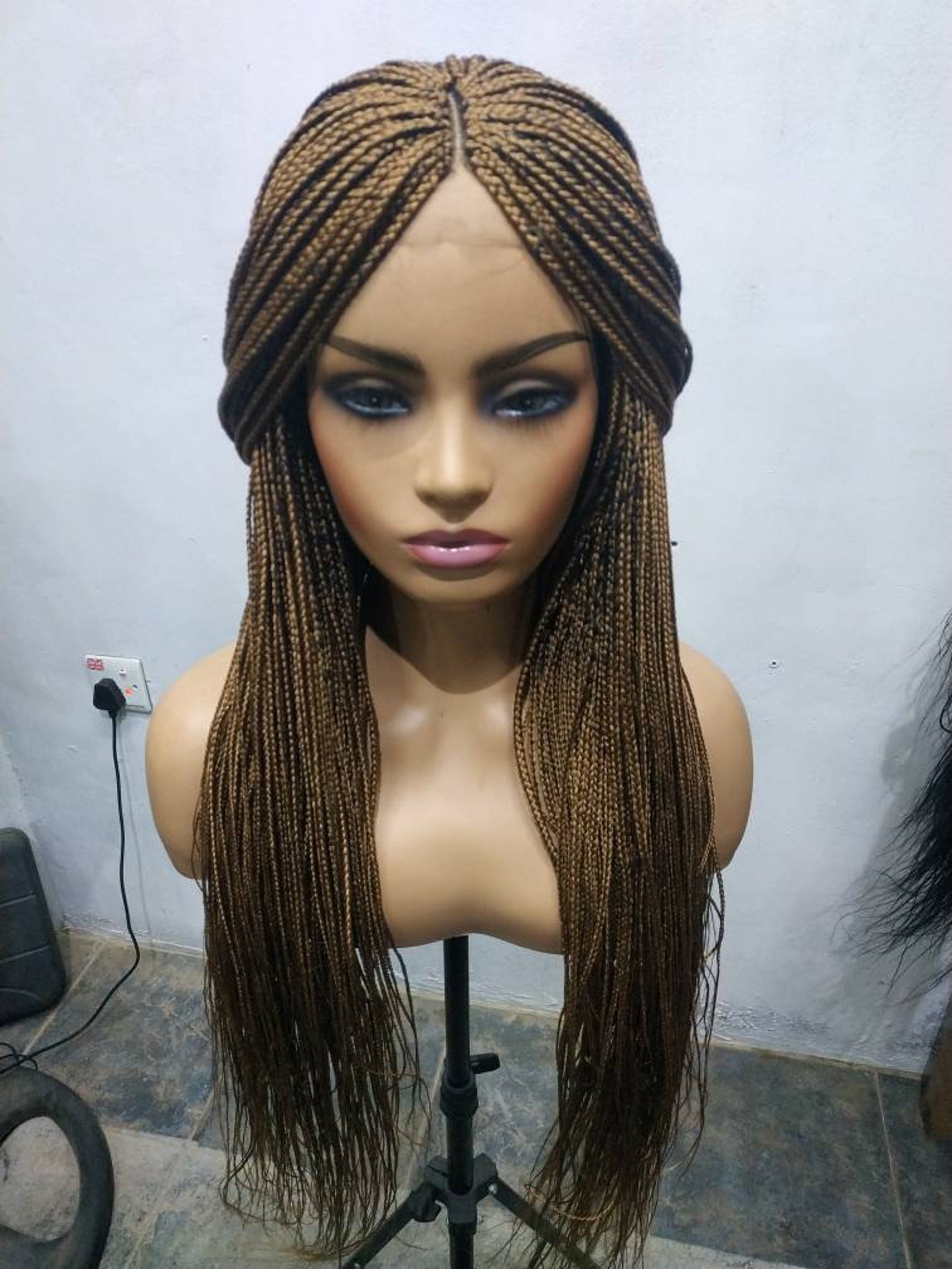 Braided wig single part wig Braids wig closure wig Box Etsy