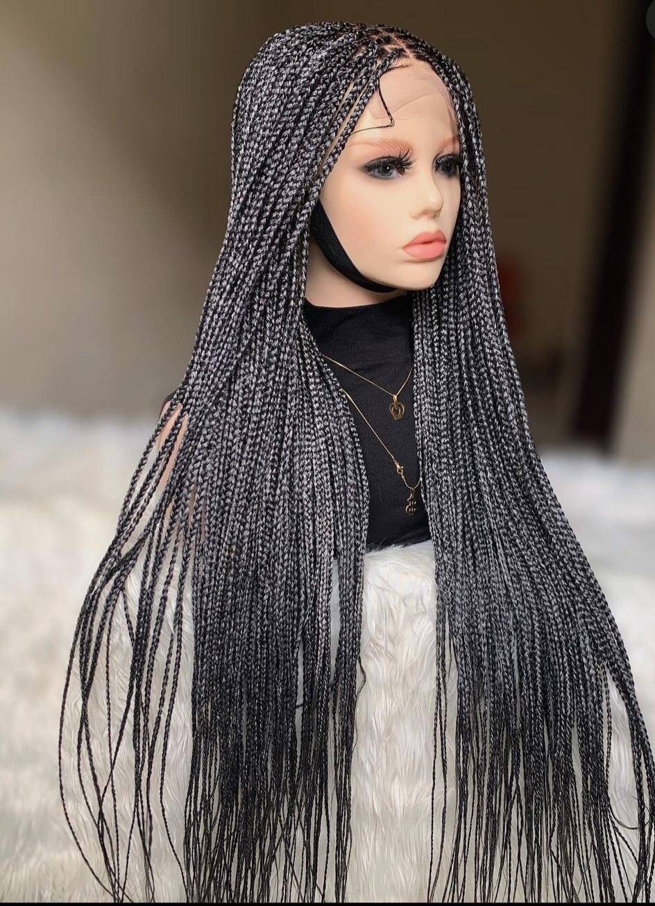Salt and pepper box braids wig free shipping. 32 inches Etsy
