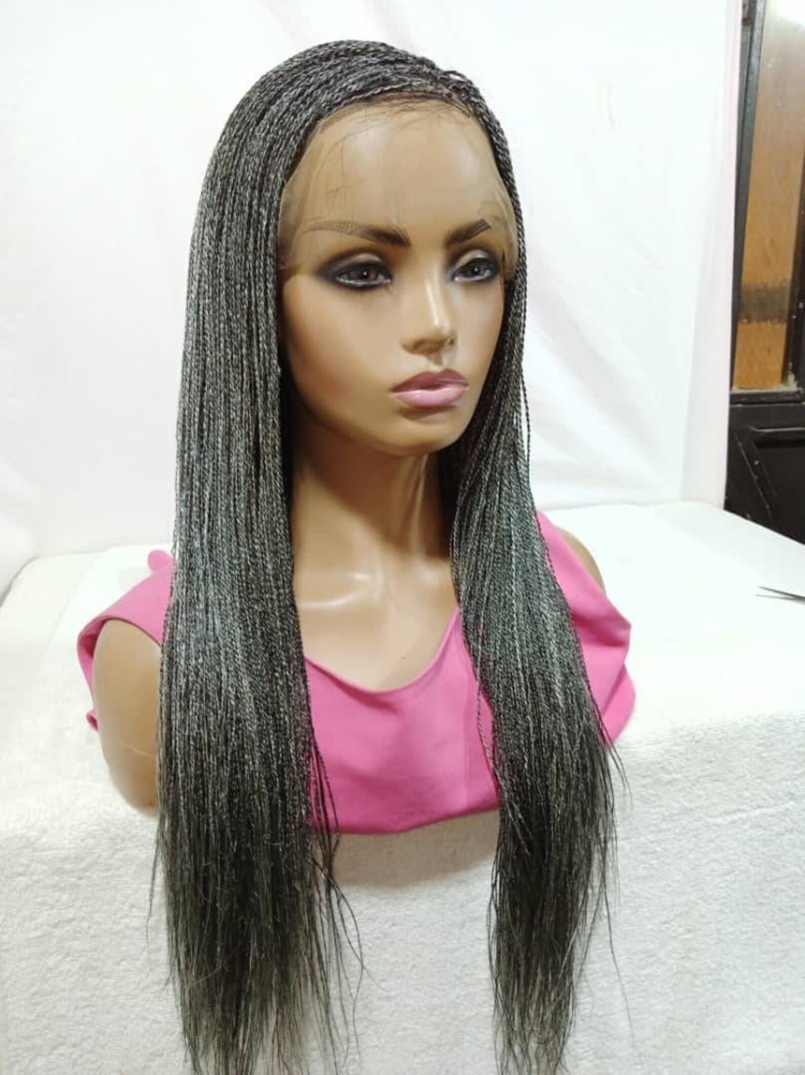 26 Inches Salt and Pepper Micro Braids360 Lace Frontalfree Etsy