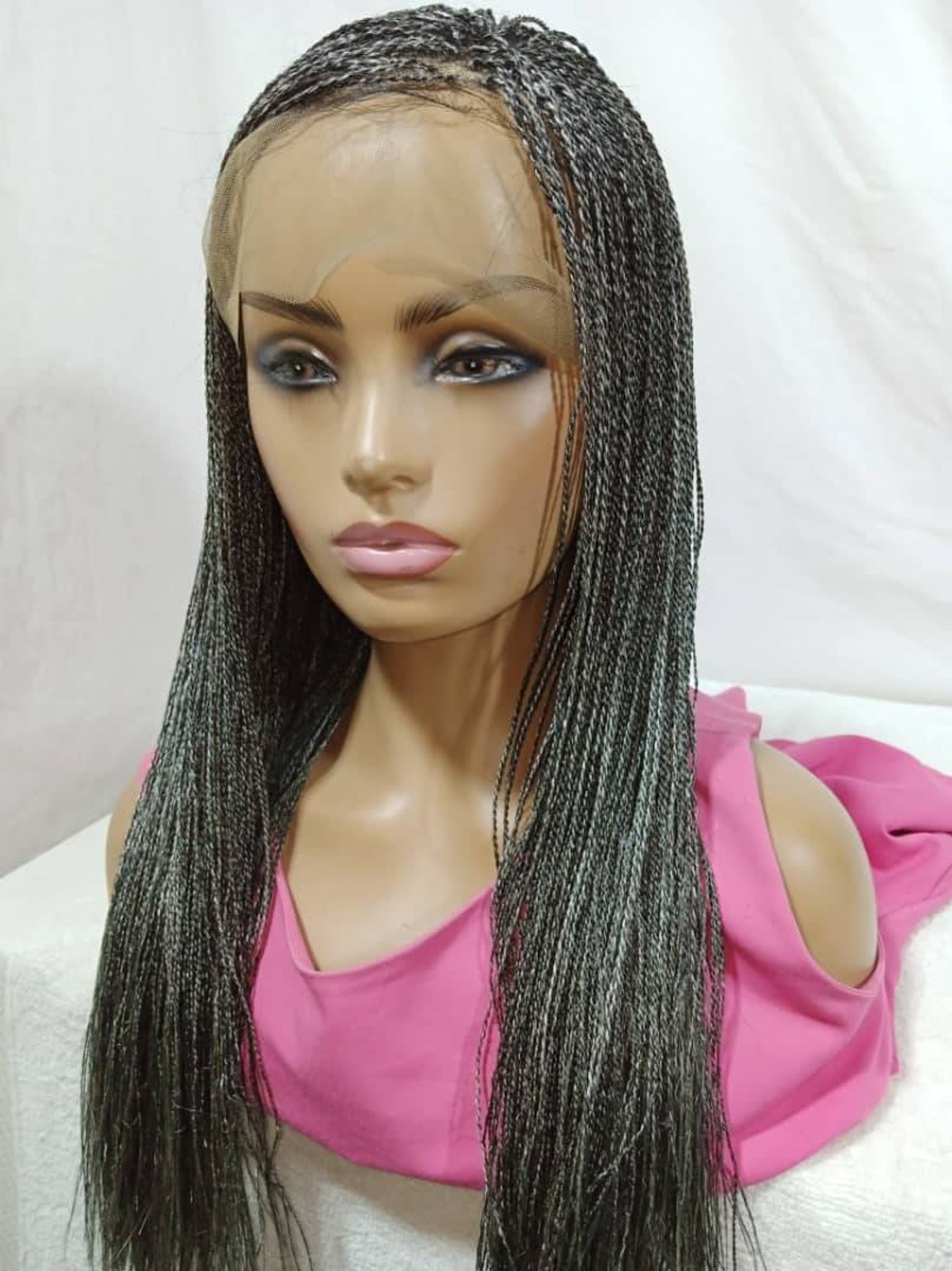 26 inches Salt and pepper micro braids360 lace frontalfree Etsy