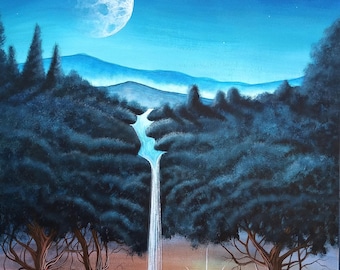 Giant Blue Dream Tree/very Large Original Acrylic Painting/blue