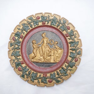 lot nr 705 antique Skoglund & Olsson Gjuteri Gefle made in Sweden iron cast painted hanging plate bas- relief