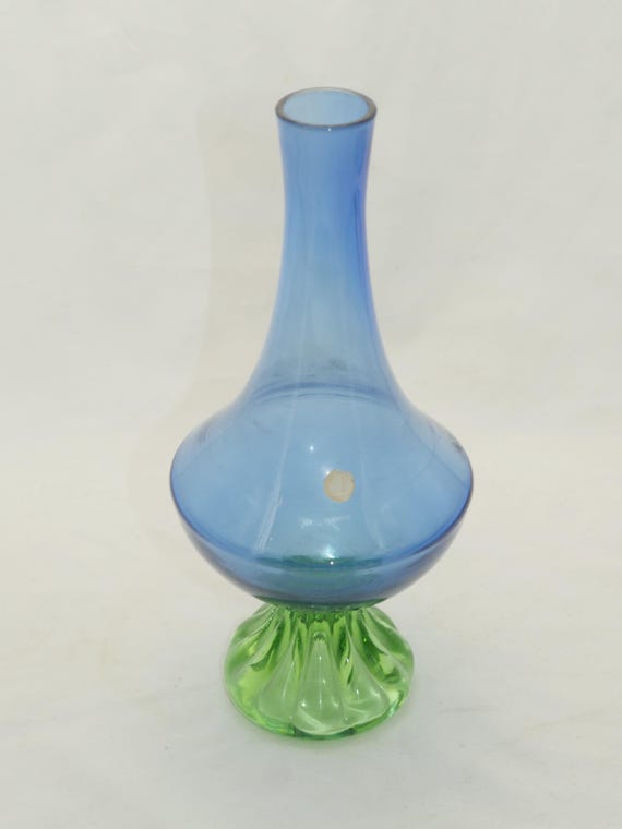 Vintage blue and green colors Danish Art Glass Vase, Holmegaard, Gulvvase, lot nr 1012