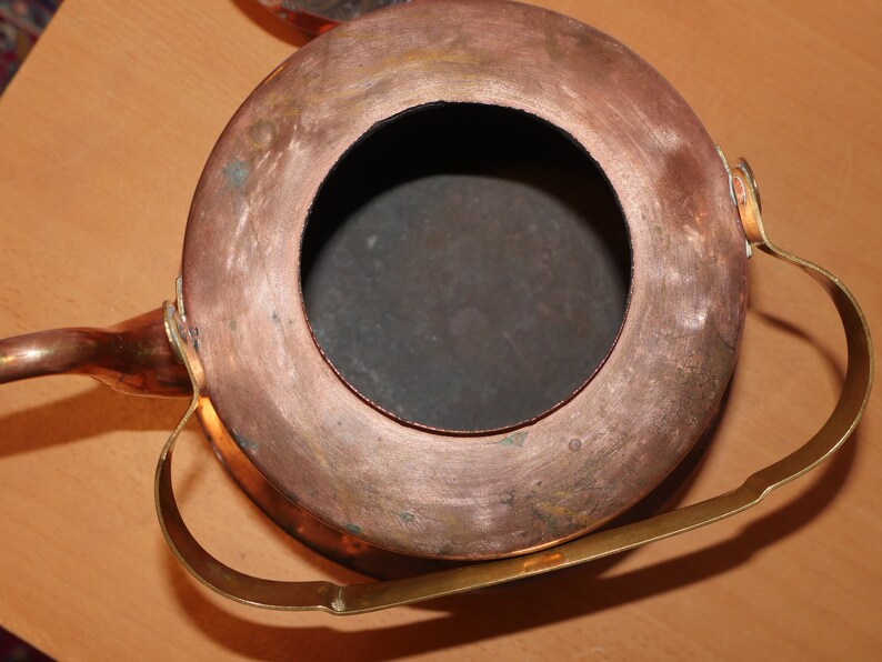 lot nr 780 old vintage antique copper branded David Anderson Eskilstuna lidded kettle Scandinavian tea pot teapot