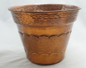 old vintage solid copper Villedieu made in France ice bucket or planter pot
