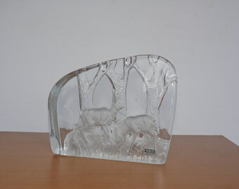 Vintage Kosta Crystal Paperweight – Swedish Deer Artwork, nr 763