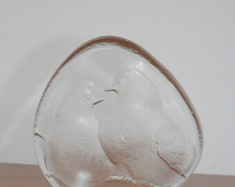 Vintage Maleras Full Lead Crystal Paperweight – Swedish Bird Artwork, nr 762