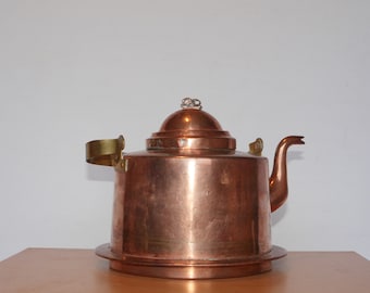 lot nr 780 old vintage antique copper branded David Anderson Eskilstuna lidded kettle  Scandinavian tea pot teapot