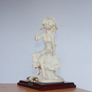 lot nr 475 G  Armani white figurine figure statue of woman with sheep oven designer decor Shepherdss