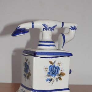 lot nr 789 rare antique vintage telephone looks like box ceramic unique imitation - blue and white colors phone