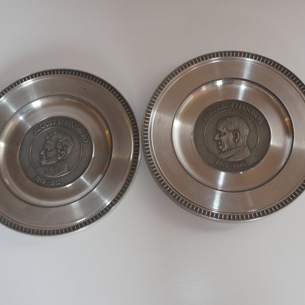 lot n r 461 Vintage pewter tin made in Sweden Scandia tenn C10 Swedish royal persons 2 pcs set