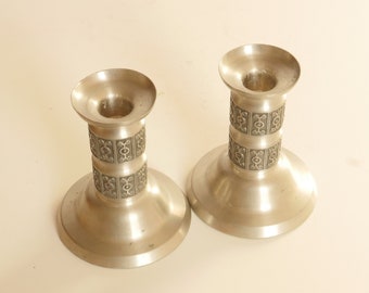 Vintage Pewter Candle Holders, Viking Style HAUGRUD Norway (Set of 2), lot nr 932