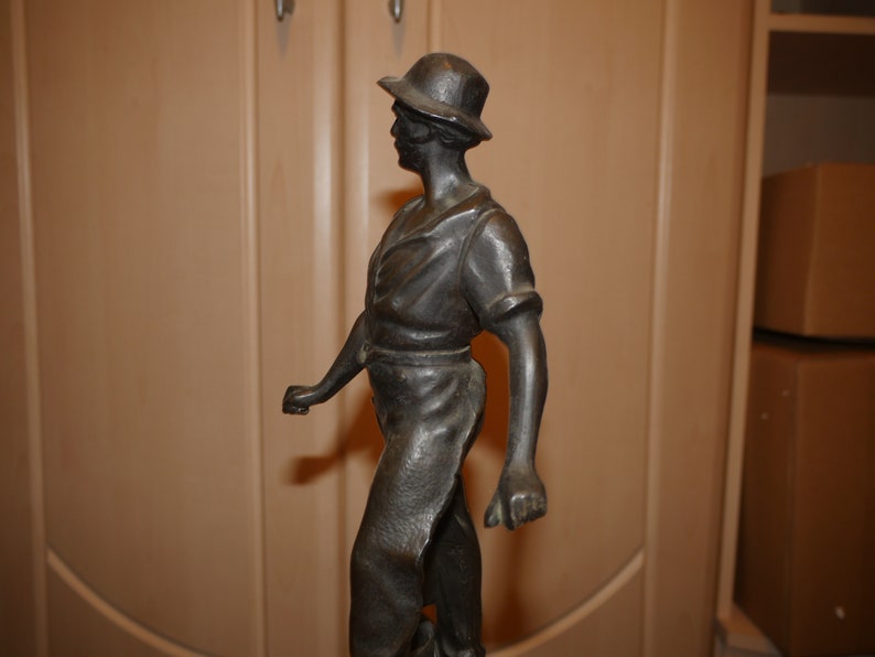 Lot Nr 415 Antique French Spelter Statue of Proletariat Worker Etsy