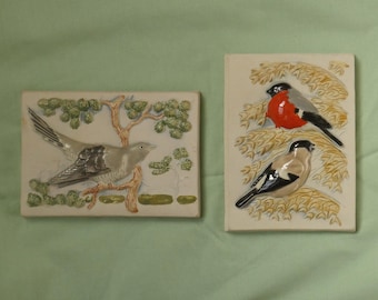 JIE Sweden Bas-Relief Wall Plaques – Cuckoo & Bullfinches, Set of 2, 714