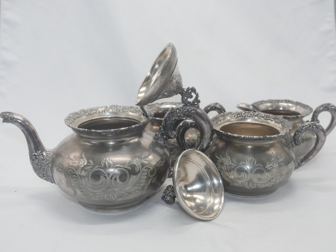 Antique Quadruple Silver Plated Tea Set, Van Bergh, 4pc Nr 359 - Etsy