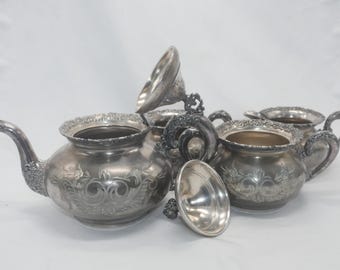 Victorian Silver Plated Tea Set: John Turton Sheffield, Hand 