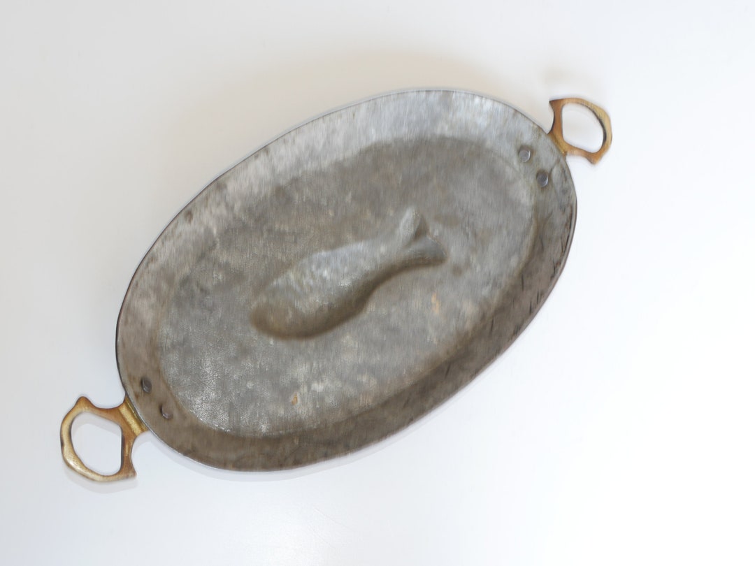 Lot Nr 484 Old Vintage Antique Gratin Fish Mold Pan Plate Tray Copper