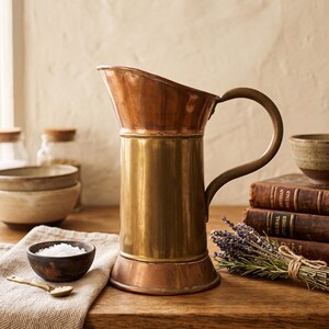 Vintage Dutch Copper & Brass Pitcher, Holland Decor, lot nr 496