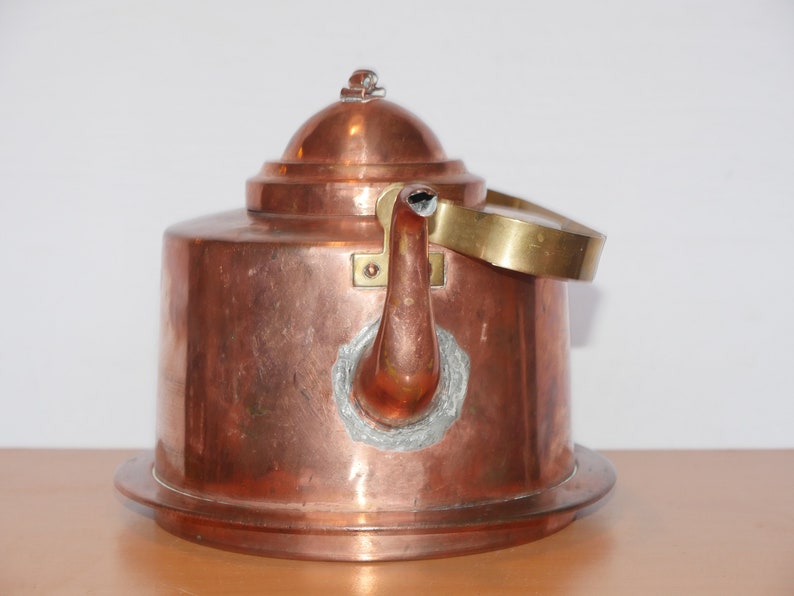 lot nr 780 old vintage antique copper branded David Anderson Eskilstuna lidded kettle  Scandinavian tea pot teapot